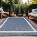 Bordered Outdoor Rug 5x7 Washable Outside Carpet for Indoor Patio Porch Waterproof Easy Cleaning Non Shedding Area Rugs Blue 5 x 7 by CozyNest Decor