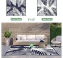 GENIMO Outdoor Rug 8' x 10' Waterproof for Patios Clearance, Reversible Outdoor Plastic Straw Camping Rug Carpet, Large Area Rugs Mats for RV, Camper, Deck, Balcony, Porch, Beach, Navy Blue&White by CozyNest Decor