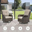Wicker Outdoor Furniture Patio Furniture Set - 6 Piece Patio Conversation Set with Swivel Rocker Chairs, Loveseat Sofa, Ottomans and Coffee Table, Beige Cushion by GreenHaven Gardens