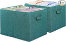 SIMPLE HOUSEWARE 15 x 13 Inch Collapsible Fabric Storage Bin with Handles, 2 Pack, Turquoise by CozyNest Decor