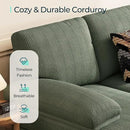 LINSY HOME Sectional Couch, 111'' W Corduroy U Shaped Sofa with Sleepable Armrests, 4 Seat Couch with Double Chaises, Deep Seat Sofa for Living Room, Army Green by CozyNest Decor