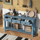 Farmhouse Modern Entryway Console Table 55.4'' Long Entry Sofa Table with Drawers & Storage Shelf for Living Room Hallway, Blue by CozyNest Decor