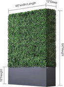 AGPL Artificial Boxwood Hedge Wall with Dark Gray Stainless Steel Planter Box(64" H 48" W 12" D) Privacy Wall Backdrops by CozyNest Decor