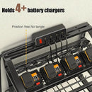 Power Tool Organizer With Charging Station, Heavy Duty Steel 4 Slots, Tool Battery Holder with 4 Outlet Power Strip, Easy To Install Garage Storage Rack for Workshop/Shed Gift For Men by GreenHaven Gardens