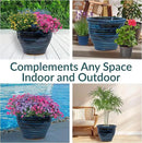 Sunnydaze Studio Large Ceramic Plant Pot - Round Outdoor Glazed Ceramic Planter Pot with Drainage - Galaxy Blue - 18.5" by GreenHaven Gardens