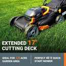 WORX 40V 17" Cordless Lawn Mower for Small Yards, 2-in-1 Electric Mower Cuts Quiet, Compact & Lightweight Push Lawn Mower with 7-Position Height Adjustment – 2 Batteries & Charger Included by GreenHaven Gardens