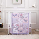 La Premura Baby Mini Crib Bedding Set for Girls, Pastel Purple Butterfly, 3 Piece Crib Set for Nursery Portable Crib, Purple and Pink by TinyTreasures Baby Boutique