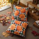 decorUhome Fall Orange Pumpkin Decorative Throw Pillow Covers 18x18 Set of 2, Buffalo Plaid Check Farmhouse Cushion Covers for Autumn Harvest Couch Sofa Bed Home Decor by CozyNest Decor