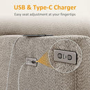Power Swivel Glider Recliner Chair, Electric Nursery Rocker Recliner Chair, USB & Type-C Charger, Warm Camel Boucle by TinyTreasures Baby Boutique