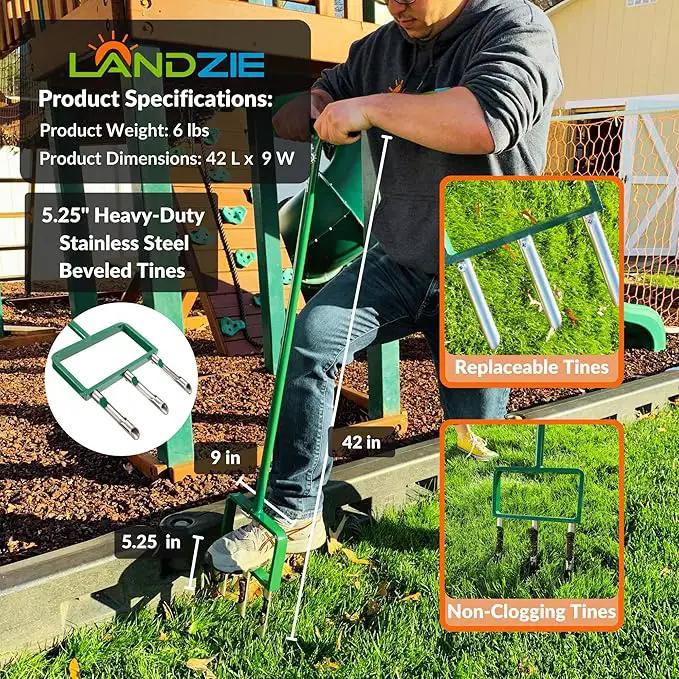 LANDZIE Lawn Aerator Replacement Tines - Set of 3 Hollow Tines for Aerator Lawn Tool - 3 Heavy Duty Stainless Steel Manual Lawn Aerator Add-on Hollow Tines for Compacted Soil - Manual Hand Coring Tool, photo 6 of 7