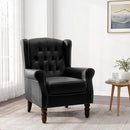 Accent Chair, Upholstered Armchair with Button Tufted High Back & Solid Wood Legs, Comfy Wingback Reading Single Sofa Chair for Small Spaces, Living Room, Bedroom (Leather Black, Set of 1) by CozyNest Decor