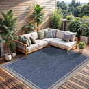 CAMILSON Outdoor Rug, 9x12 Bordered Navy Blue Gray Modern Large Area Rugs for Indoor and Outdoor Patios, Porches Waterproof Washable Porch Deck Outside Carpet (Bordered Navy, 9 x 12) by CozyNest Decor