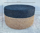 Jute Pouf Ottoman | Footrest Pouf | Hand Braided - Round Boho Pouffe - for Living Room, Bedroom, Nursery (20"x20"x10") Navy by CozyNest Decor