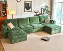 Oversized Modular Sofa Comfy Cloud Couch with Storage, Extra Deep Plush Sectional Sofa Set for Living Room, Covers Washable, Chenille, Olar (Green, 6-Seater with 2 Ottomans, u-Shaped) by CozyNest Decor
