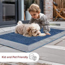 nuLOOM 2' x 8' Outdoor Area Rug, Casual Design With Striped Border, Stain Resistant, Highly Durable, For Patio, Balcony, Bedroom, Living Room, Dining Room, Bathroom, Navy by CozyNest Decor