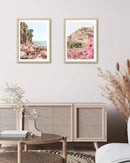 HesenDot Natural OAK Wood Framed Summer in Positano Wall Art,12x16in Italy Amalfi Coastal Canvas Wall Print,Arienzo Beach Umbrellas Poster Wall Decor for Living Room,Bedroom,Office Gallery Set of 1 by CozyNest Decor