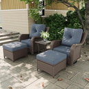 5 Pieces Outdoor Patio Furniture Sets with Rocking Swivel Chairs with 6-inch Thick Cushion and Side Table for Deck Lawn by GreenHaven Gardens
