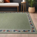 Beverly Rug Outdoor Rug 10x14 Modern Bordered Large Area Rugs for Indoor and Outdoor Patio Easy to Clean Non Shedding Living Room Porch Garden Washable Outside Carpet (10 x 14 Green) by CozyNest Decor