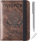 Passport Holder Cover Wallet Travel Essentials Leather Rfid Blocking Case Vacation Luggage Must Haves Travel Accessories for Men Women (116