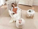 Pouf Ottoman Foot Rest 20"x15" Footstools and Ottomans Small with Filling Cream Small Beige Ottoman Foot Rest Ivory Poofy Ottom Stool Soft Poofs/Ottomans Furniture Living Room Ottom Footstool by CozyNest Decor