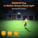 LUTEC 49W Motion Sensor Outdoor Lights, 5500 LM Plug in Flood Light Outdoor, Dusk to Dawn, IP65 Waterproof Security Lighting, 5000K Daylight, Adjustable Wall-Mounted for Garage, Yard, Porch (Black)