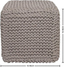 REDEARTH Cube Hand Knitted Pouf - Foot Stool Ottoman - Cord Boho Pouffe - Poof Accent Stuffed Table or Footrest for Living Room - Nursery - Bedroom - Patio - 100% Cotton (16" x 16" x 16") - Taupe by CozyNest Decor