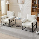 YISHENG Accent Chair with 6-Angle Adjustable Backrest, Chenille Fabric Living Room Chair Upholstered Lounge Chair, Modern Chair Cozy Reclining Chair for Reading Room, Set of 2 White by CozyNest Decor