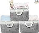 SIMPLE HOUSEWARE Large Fabric Storage Bin, 15.7" x 12" with Braided Handles, 3 Pack, Gray by CozyNest Decor