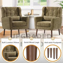 Modern Accent Chair, Upholstered Armchair with Pillow, Fabric Single Sofa Chair with Lounge Seat and Wood Legs Accent Chair for Living Room Bedroom Small Spaces (Avocado, Set of 1) by CozyNest Decor