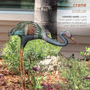 Alpine Corporation 30" Tall Outdoor Rustic Metal Bowing Crane Statue Yard Art Decoration by CozyNest Decor