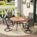 DIFY Round Outdoor Patio Dining Table for 4, 41.7" Patio Table with All-Weather Faux Wood Tabletop and Metal Steel Frame, Outside Table for Garden Porch Backyard, Walnut by GreenHaven Gardens