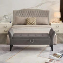 Furniliving 51” Bedroom Bench, End of Bed Bench with Button-Tufted Large Upholstered Storage Bench Ottoman Velvet Window Bench with Storage Shoe Cabinet Bench, for Bedroom, Entryway, Closet, Grey by CozyNest Decor