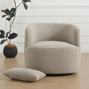 KINWELL 34" Wide 2 Boucle Swivel Barrel Chairs and 2 Ottomans Set, Fully Assembled Sherpa Accent Chairs and Footrest Set, Modern Comfy Armchairs and Footstool for Living Room and Bedroom, Taupe by CozyNest Decor