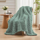Carriediosa Chunky Knit Throw Blanket 60" X 80" Twin, 100% Hand Made Large Chenille Loop Yarn Soft Fluffy Throws for Couch Sofa Bed, Big Crochet Cozy Heavy Thick Cable Woven Blankets, Sage Green by CozyNest Decor