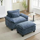 URRED Modular Sectional Sofa Comfy Cloud Couch, Modern Chenille Sofa Sleeper Deep Seat Couches with Ottoman/Pillows for Living Room (Blue, 53''- Ottoman) by CozyNest Decor