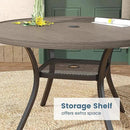 DIFY 48" Round Patio Dining Table for 6, Outdoor Metal Dining Table with 1.57" Umbrella Hole for Backyard Lawn Garden, Grey Wood-Like by GreenHaven Gardens