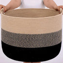 KAKAMAY Large Blanket Basket (20"x13"),Woven Rope Baskets for storage Baby Laundry Hamper, Cotton Rope Blanket Basket for Living Room, Laundry, Nursery, Pillows,Baby Toy chest (Jute/Black) by GreenHaven Gardens