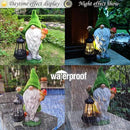 Solar Gnomes Garden Statues,Resin Gnome Figurine Holding Mushroom and Solar Lights Lantern,Outdoor Yard Art Decorations for Garden Patio Lawn by GreenHaven Gardens
