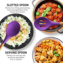 Zulay Kitchen Non-Stick Cooking Utensils Set with Authentic Acacia Wood Handles – 5-Piece Durable & Stylish Silicone Kitchen Utensils Set – Heat Resistant to 464°F – Purple by CozyNest Decor