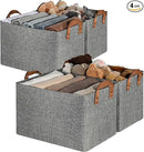 GRANNY SAYS Closet Storage Baskets, Collapsible Fabric Storage Bins with Metal Frame, Clothes Organizer Bins, Extra Large Baskets for Shelves, Gray, 4-Pack by CozyNest Decor