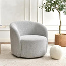KINWELL Sherpa Swivel Barrel Chair & Round Ball Pillow Set - 34" Wide Modern Boucle Accent Chair with 9” Matching Nordic Decorative Throw Pillow for Living Room and Bedroom(Black White) by CozyNest Decor