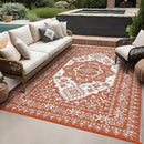GAOMON Outdoor Rug for Patio 9x18 Waterproof Reversible Plastic Straw Rug, Large UV-Resistant Portable RV Camping Mats, Indoor Outdoor Medallion Carpet for Outside Deck Porch Garden, Red & White by CozyNest Decor