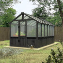 6x12 FT Greenhouse Kit for Outdoor, Thickened Polycarbonate Panel Wooden Walk-in Green House with Lockable Door and Adjustable Roof Vent, Backyard Garden, Black by GreenHaven Gardens