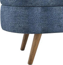 Oval Storage Bench 43.5" Linen Fabric Upholstered Entryway Bench with Solid Wood Legs Ottoman Bench Indoor Bench for Living Room/Bedroom/End of Bed/Entryway (Blue) by CozyNest Decor
