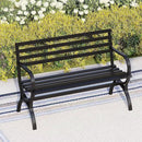PHI VILLA Outdoor Garden Bench, 48” Long Metal Steel Bench with Backrest and Armrests, Modern Slatted Design for Patio, Lawn, Yard, Porch - Black by GreenHaven Gardens