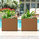 FENCY Metal Planter Box, Large Rectangular Planters for Outdoor Plants, Outdoor Tall Planters with Drainage Holes, Brown Metal Planters (30" L x 12" W x 24" H) by CozyNest Decor