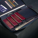 TORRO Premium Leather Family Travel Wallet, RFID Blocking Travel Organizer, Family Passport Holder for 4 Passports, Travel Documents and Cards (Navy Blue) by TinyTreasures Baby Boutique