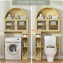 Over The Toilet Storage Cabinet, 31''W Arched Space-Saving Bathroom Organizer with Adjustable Shelf and Acrylic Doors, Freestanding Over Toilet Cabinet for Bathroom, Laundry, Restroom (Oak Wood) by CozyNest Decor