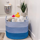 OrganiHaus Toy Storage Basket for Kids, Large Cotton Rope Organizer Bin for Nursery, Toy Box, Blanket Holder, Baby Hamper for Living Room, Soft & Washable, 20x13 inches - Blue by TinyTreasures Baby Boutique