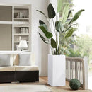 Metallic Heavy Large Planter Box for Outdoor or Indoor, Tall Metal Planters, Rectangular Flowerpot for Front Porch, Garden, Patio ‎25Pounds Pure White, No Assembly 1 Pack by CozyNest Decor